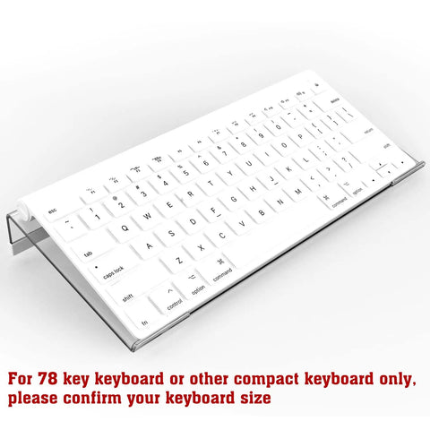 Acrylic Tilted Keyboard Stand For Compact 78 Key Keyboard, 11.8 Inch Width, White Silicone Strip Desk Riser for small desktops