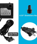 Whisper Quiet 3W 50GPH Mini Submersible Water Pump with long power cord and nozzle for small fountains and aquariums, AC powered
