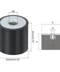 4 Pack 20x20mm M6 Female Thread Rubber Mounts Vibration Isolators Anti Vibration Pads Silent Block Bases, 20mm diameter
