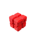 3D Printed Infinity Cube Stress Relief Toy For Focus And Fun A Pocket Sized Red Fidget With Smooth Folding Action, tactile and durable.