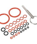 Rock Solid Silicone Coffee Machine O Ring Seals Repair Kit With 30 Pcs Essential Gaskets Plus Stainless Steel Tool Key For Leak Proof Seal Maintenance On Espresso Makers To Bash Drips And Banish Nasty Spills While Maintaining Heat Resistance. silicone O rings and steel tool
