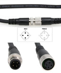 M12 A Coded 4 Pin Male To 4 Pin Female Waterproof Shielded Cable For Sensor And Actuator Applications, close-up with pin diagram