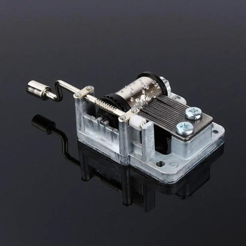 Hand Crank Music Box Movement 18 Note Mechanical Metal Mechanism for DIYers Jewelry Box and Woodworking Projects 7.5cm Length Replacement Part With Pre Drilled Mounting Holes