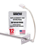 Replacement Oven Temperature Sensor W10181986 For Range with USA support and 12-month warranty, stainless steel probe visible.