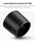67mm Lens Hood Replacement for Canon RF 100-400mm f5.6-8 IS USM and EF 70-300mm f4-5.6 IS II USM, ET-74B compatible dark cylinder
