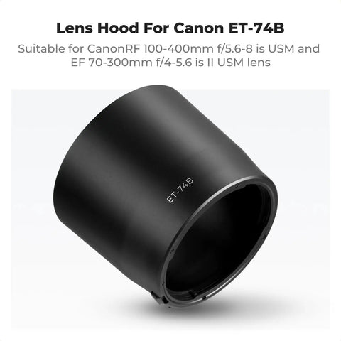 67mm Lens Hood Replacement for Canon RF 100-400mm f5.6-8 IS USM and EF 70-300mm f4-5.6 IS II USM, ET-74B compatible dark cylinder