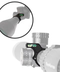 Blue 1-Inch Riflescope Bubble Level Accessory attached to scope, showing quick-flip side mount and precise design.