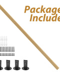 10 Foot Solid Wooden Stair Handrail Built Like A Tank For Indoor Outdoor Wall Mount Safety Grab Rail Featuring A Super Grippy Finish Zero Hassle Install On Any Deck Or Porch components displayed with wooden rail, mounting brackets, screws and anchors