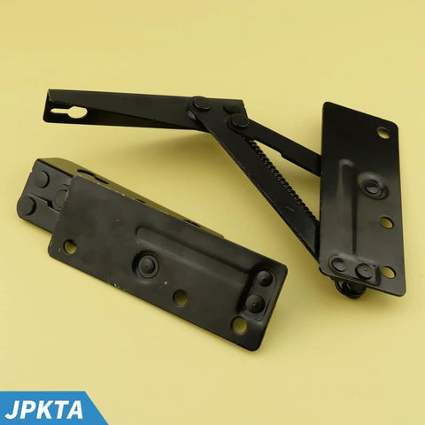 Two Pack 80 Degree Bench Seat Hinge Foldable Lifting Bracket Heavy Duty Black Spring Hinges for Toy Boxes and Chests