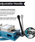 Adjustable handle on Hardcore Shop Beast 8 Inch Milling Vise With 7.9 Inch Jaw Width And 360 Degree Swivel Base for precision.