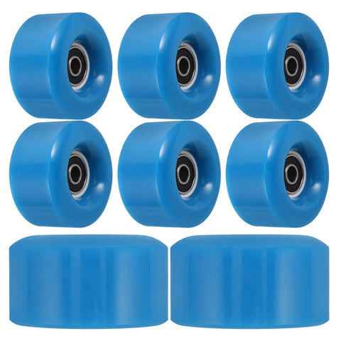 Quad Skate Wheels Replacement Set 8 Dark Blue PU Non Light Up Wheels With Spanner For Outdoor Roller Skates And Scooters