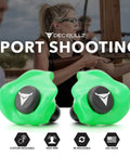 Custom Molded Earplugs With 31dB Noise Reduction Rating For Loud As Heck Environments Like Shooting Travel Swimming Work And Concerts Deliver Superior Comfort And Fit While Providing Gentle Long Lasting Hearing Protection, green with custom moldable design shown in front view.