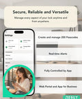 Smartphone displaying app settings for Built In WiFi Smart Deadbolt With Keypad For Keyless Entry And App Control, Auto Lock, 150 Plus Codes, Ideal For Home, Airbnb And Rentals, Works With Alexa And Google Assistant.