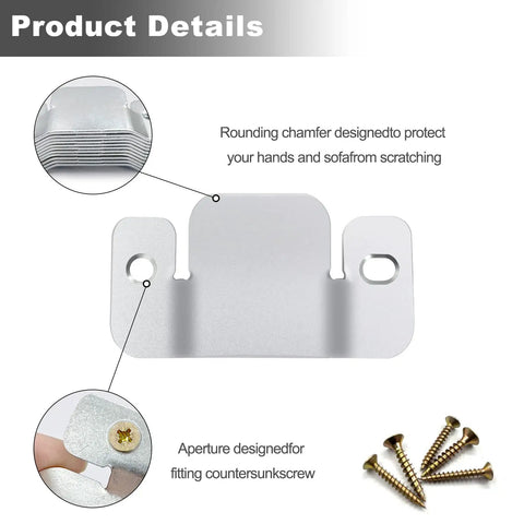 Heavy Duty Sectional Couch Connectors With Rugged Metal Sofa Clips And Complete Mounting Kit To Keep Your Sectional Locked In Tight Without Any Wiggle On The Daily