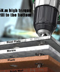 Heavy Duty Brushless Impact Wrench 16 Volt Cordless Power Tool Crushing 380 Nm Torque drills through steel, marble, wood, and brick.