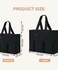 Product size comparison of medium and large Ultra Large Waterproof Tote Bag For Women With 12 Pockets And Top Zipper Closure