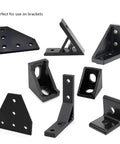 Various black metal brackets for Complete M8 Hardware Kit For 4040 And 4080 Aluminum Extrusion Profiles assembly