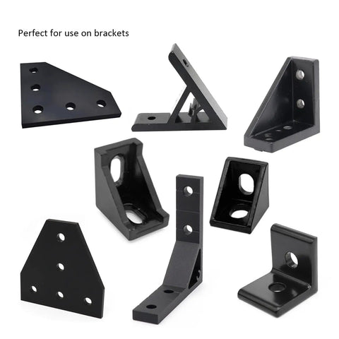 Various black metal brackets for Complete M8 Hardware Kit For 4040 And 4080 Aluminum Extrusion Profiles assembly