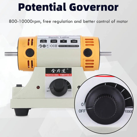 Powerful 350W Bench Grinder And Buffer With Adjustable Speed Up To 10,000 RPM, Jewelry Polisher, Flex Shaft, Control Dial Focus