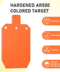 AR500 One Half Inch Steel Targets For Shooting Silhouette Gong Target in neon orange with laser-cut precision features