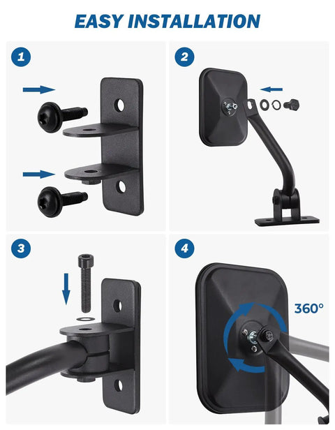 Installation steps for Doors Off Side View Mirror Kit For Wrangler TJ JK JKU 1997 2018 Easy Install No Vibration