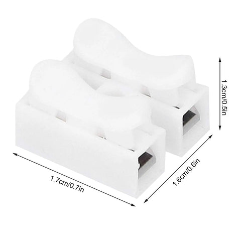 Two Port Press Terminal Connector Set for LED Strip Lighting, CH2 Quick Connector Spring Wire Terminal 100 Piece Barrier Block Kit