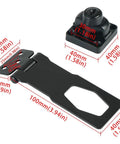 Keyed Hasp Lock 4 Inch Heavy Duty Pack Lock Clasp for Cabinets, Closets, Black Zinc Alloy with Keys shown with dimensions