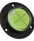 For Bullseye Bubble Level, Round Circular For Spirit Vial, Alignment Tool, black acrylic housing with green liquid level.