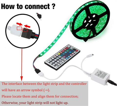 RGB LED Light Strip Remote Controller Dimmer With Wireless IR 44 Keys and connection guide for SMD 5050 3528 strips