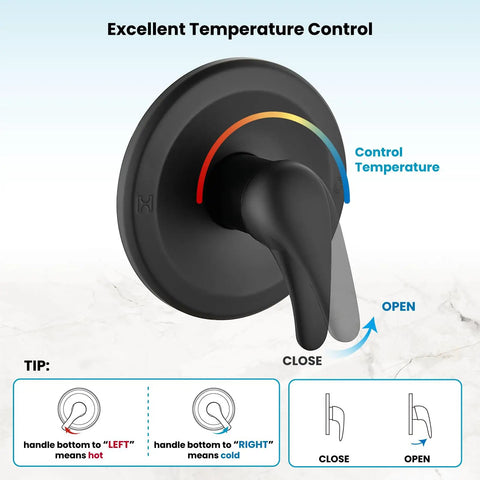 Dual 2 in 1 Shower Head Kit High Pressure Combo System With 6 Modes ABS Handheld Spray Shower Trim Kit Includes Valve Body