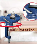 360 Degree Rotating Bench Vise For Woodworking And DIY, 2.5 Inch Cast Iron Table Vise Clamp, Heavy Duty Grip With 0 To 2.5 Inch Jaw Opening, Built Tough For Hobbyists And Makers on workbench