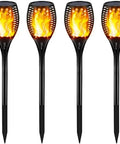 Outdoor Solar Torch Lights With Realistic Dancing Flames, 42.9 Inch Tall, Waterproof 96 LED Tiki Torches For Garden, 4 Pack
