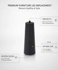 Conical Furniture Leg With M8 Thread For Quick Replacement On Sofa Cabinets And Chairs Durable PP And Metal Easy Install