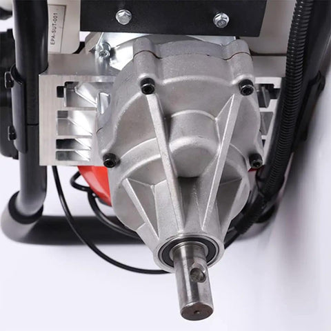 Close-up of the Y43 Earth Auger Power Head Workhorse showing lightweight yet heavy duty build with ergonomic anti vibration handles