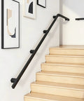 Rock Solid Wrought Iron Stair Railing Black Handrail For Staircase With Concealed Screw Mounts, 30-600cm, sleek design and sturdy grip.