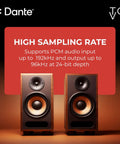 Ultimate ToVi Dante Optical Encoder Turns Toslink Into Network Streaming With Dual Channel Audio Over Ip For Pro A V Systems Featuring Low Latency And PoE Or Usb Power; high-quality speakers showcasing features.