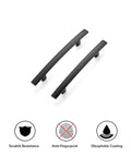 Six Inch Curved Cabinet Pulls Matte Black 30 Pack Arch Style Kitchen Drawer Handles With Three And Three Quarter Inch Hole Center shown.