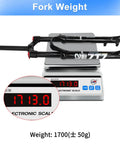 Dual Air MTB Suspension Fork For XC And AM Mountain Bikes With 120mm Travel One Eighth Inch Straight Tube on scale showing 1713 grams
