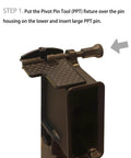 Fast And Easy Pivot Pin And Detent Installation Tool Kit For Roll Pins Three Piece Polymer Set With Detent Plunger Large Pin And Install Tool Fits Two Inch And Two And Three Quarter Inch Pivots in use