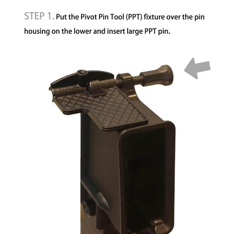 Fast And Easy Pivot Pin And Detent Installation Tool Kit For Roll Pins Three Piece Polymer Set With Detent Plunger Large Pin And Install Tool Fits Two Inch And Two And Three Quarter Inch Pivots in use