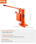 Heavy Duty Hydraulic Toe Jack 10 Ton Lift Capacity with 360 swivel body, showing dimensions 12x5.5x14.6 inch, ideal for auto shops.