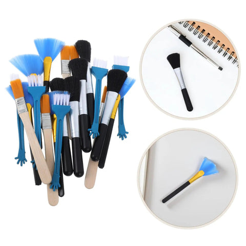 Twenty Piece Keyboard Cleaning Brush Set For Gaming Setup Electronics Soft Bristle Dust Removal Tool Sturdy Wood Handle Deep Clean Keycap Detailing Best For Home Office Tasks, 20-piece wood handle brush set with soft bristles