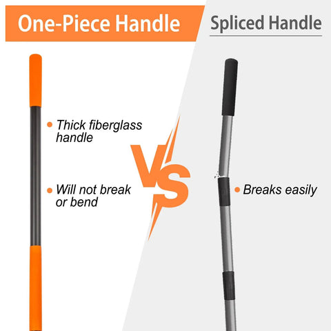 Comparison of one-piece and spliced handles of Heavy Duty Garden Hoe For Quick Weeding, showcasing durability differences.