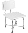 Shower Chair Bath Seat For Tub Or Shower No Frills Adjustable Height, Lightweight Anodized Aluminum Frame With Plastic Seat, White