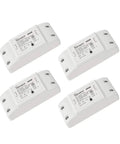 Smart WiFi Light Switch 10A DIY Module For Home Automation That Works With Alexa Google Assistant And IFTTT No Hub Required Remote App Control Schedule Timers 4 Pack Plug And Play Easy Install, four modules displayed.