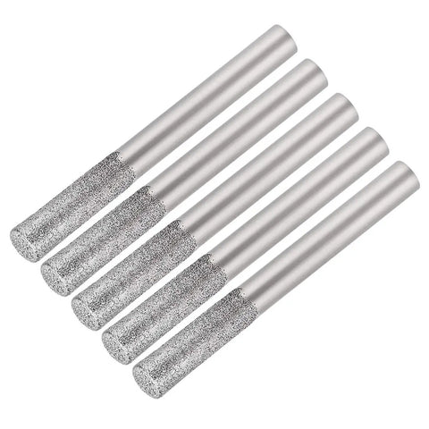 Diamond Burrs For Rotary Tool Set One Quarter Inch Shank 6mm Carving Drill Bits 150 Grit Cylindrical Pack Of 5 Grind Ready High Hardness Wear Resistant For Metal Wood Plastic Engraving