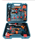 Pro Grade Hand Electric Drill Delivering Solid Punch Action And Sharp High Carbon Steel Bits Variable Speed Setting in tool case.