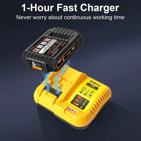 1-hour fast charger with Cordless Leaf Blower With DeWalt 20V Battery 200 CFM Variable Speed Includes Two 3Ah Batteries And Charger Powerful Yard Care Tool For Lawn Patio And Car Cleaning