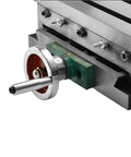Close-up of Heavy Duty Multifunctional Workbench With Drag Plate Milling And Table Drilling showing precision components and tool setup.