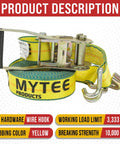Heavy Duty 2 Inch By 27 Foot Ratchet Tie Down Straps With Wire Hooks 10 Pack 10,000 Lbs Breaking Strength close-up